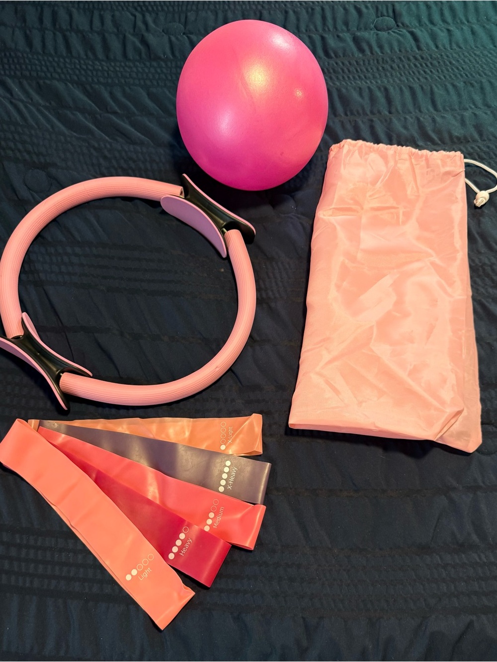 Pilates Ring, Mini Ball & Resistance Bands Set with storage bag